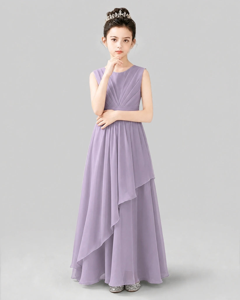 Wisteria Chiffon A-line Junior Bridesmaid Dress Front View