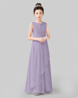 Wisteria Chiffon A-line Junior Bridesmaid Dress Side View