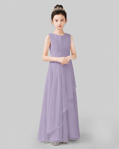 Wisteria Chiffon A-line Junior Bridesmaid Dress Side View