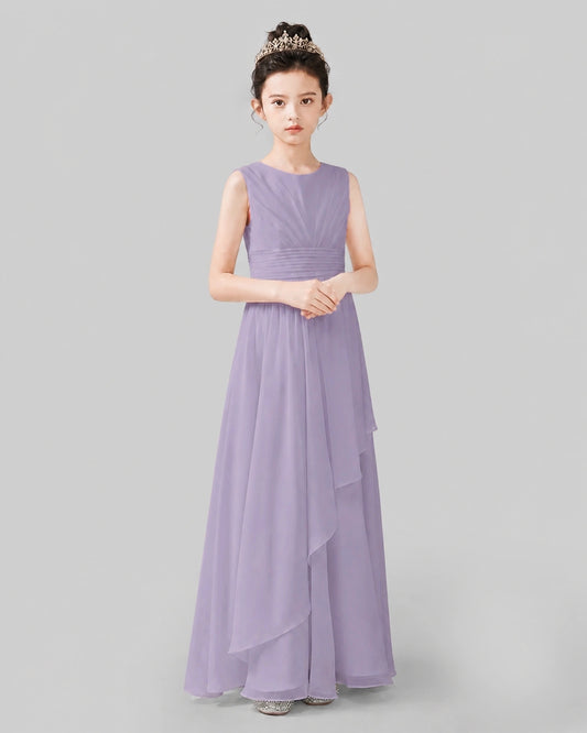 Wisteria Chiffon A-line Junior Bridesmaid Dress Side View