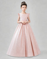Pink Satin A-line Girls Formal Dress Front View