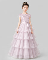 Blush Pink Tulle A-line Pageant Dress Front View