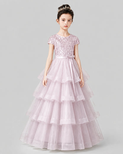 Blush Pink Tulle A-line Pageant Dress Front View