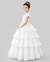 Ivory Tulle Ball Gown Pageant Dress Side View