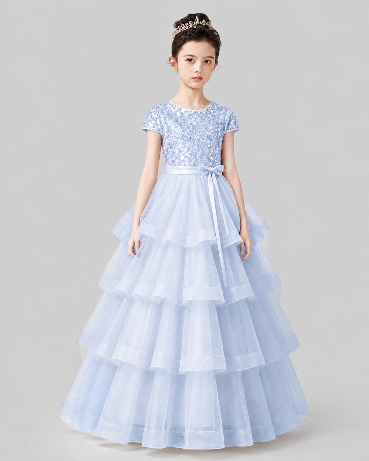 Lavender Tulle Ball Gown Pageant Dress Front View