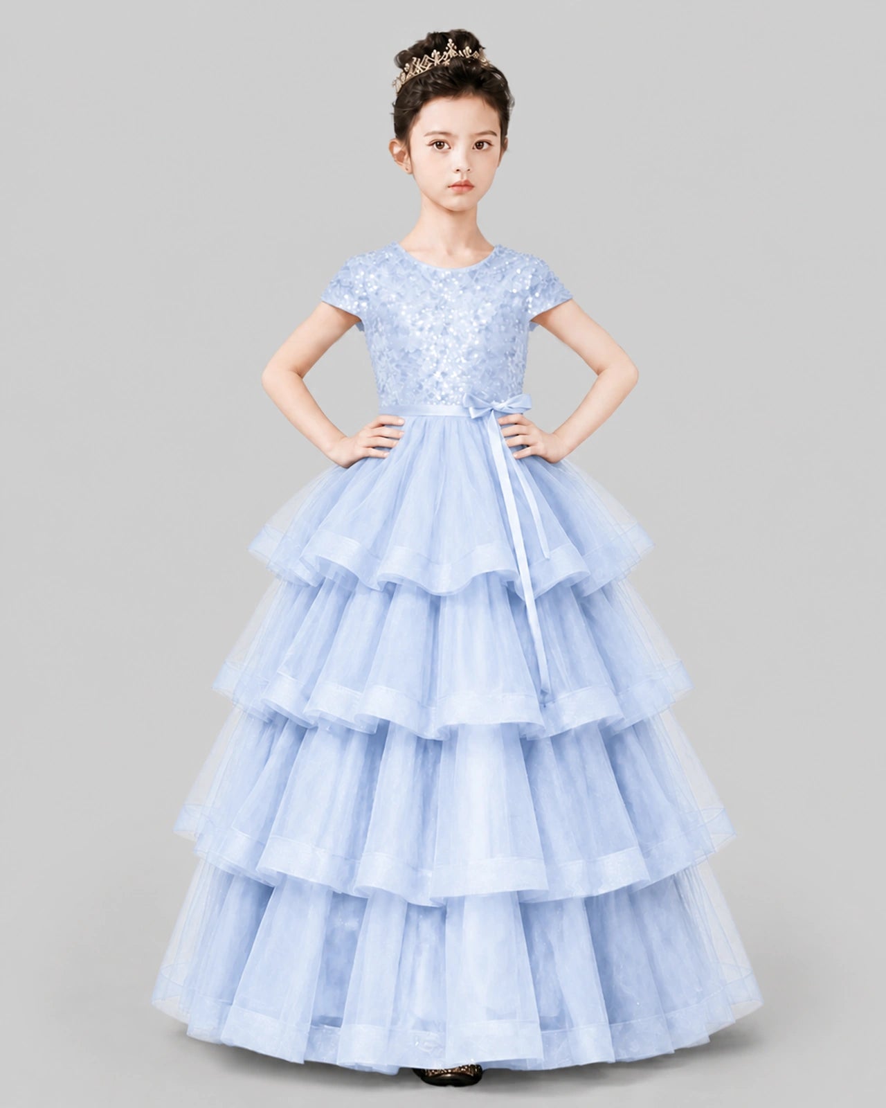 Lavender Tulle Ball Gown Pageant Dress Front View