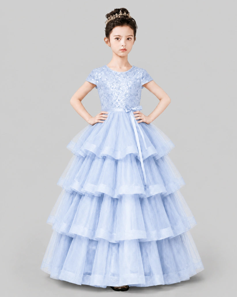 Lavender Tulle Ball Gown Pageant Dress Front View
