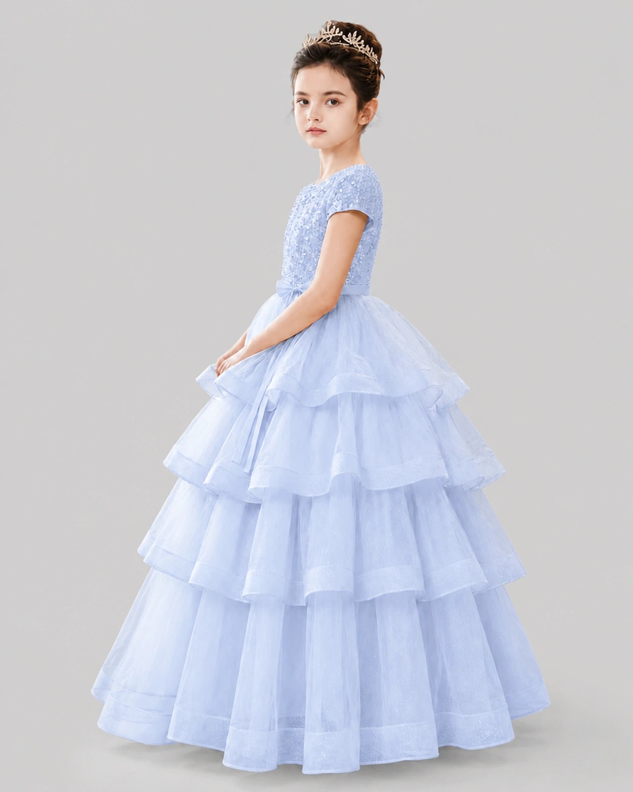 Lavender Tulle Ball Gown Pageant Dress Side View
