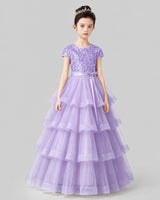 Lilac Tulle Ball Gown Pageant Dress Front View