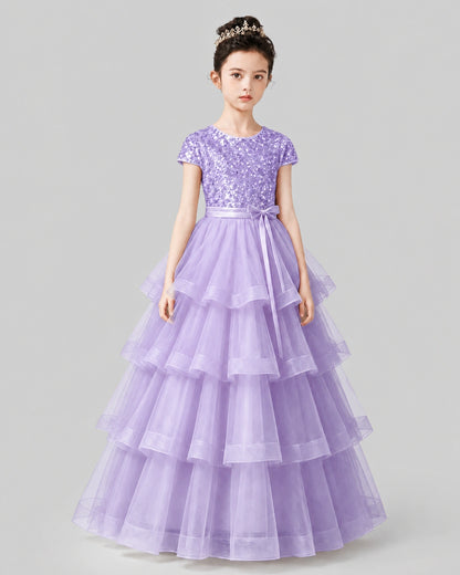 Lilac Tulle Ball Gown Pageant Dress Front View