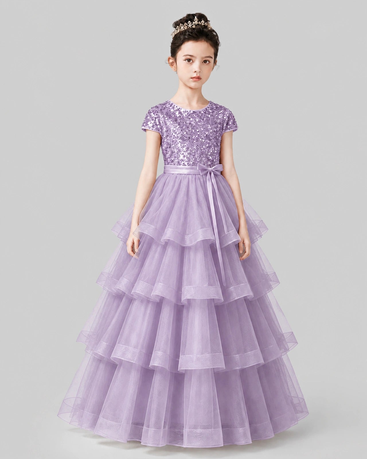 Wisteria Tulle Ball Gown Pageant Dress Front View
