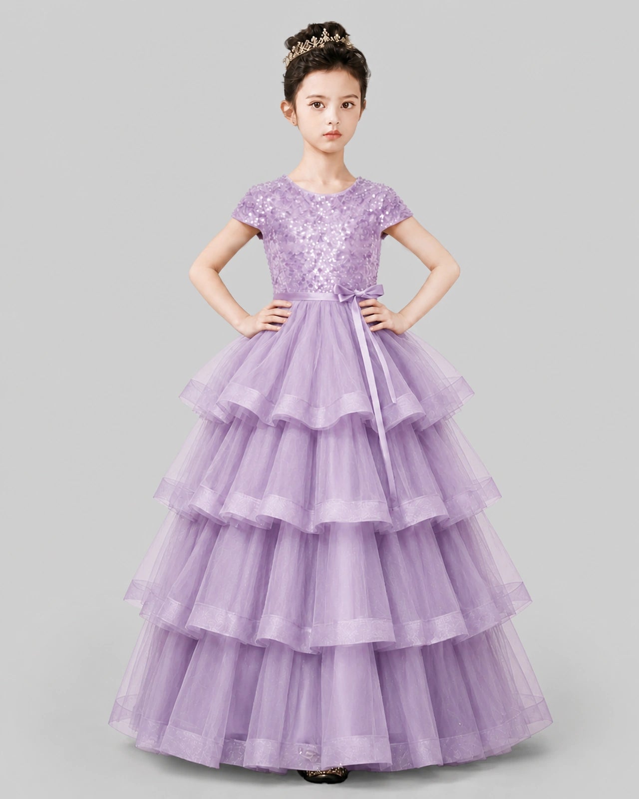Wisteria Tulle Ball Gown Pageant Dress Front View