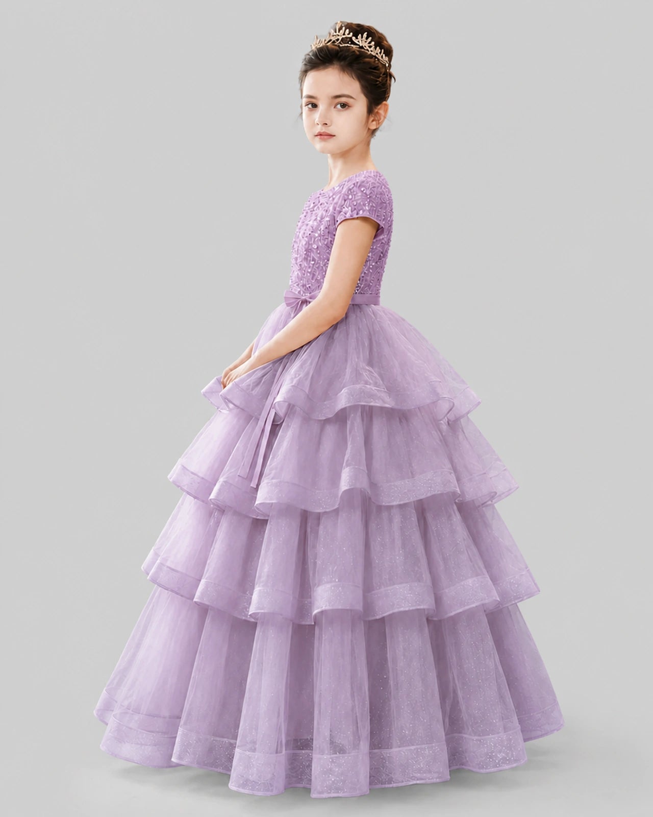 Wisteria Tulle Ball Gown Pageant Dress Side View