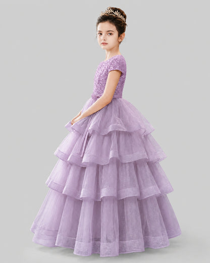 Wisteria Tulle Ball Gown Pageant Dress Side View