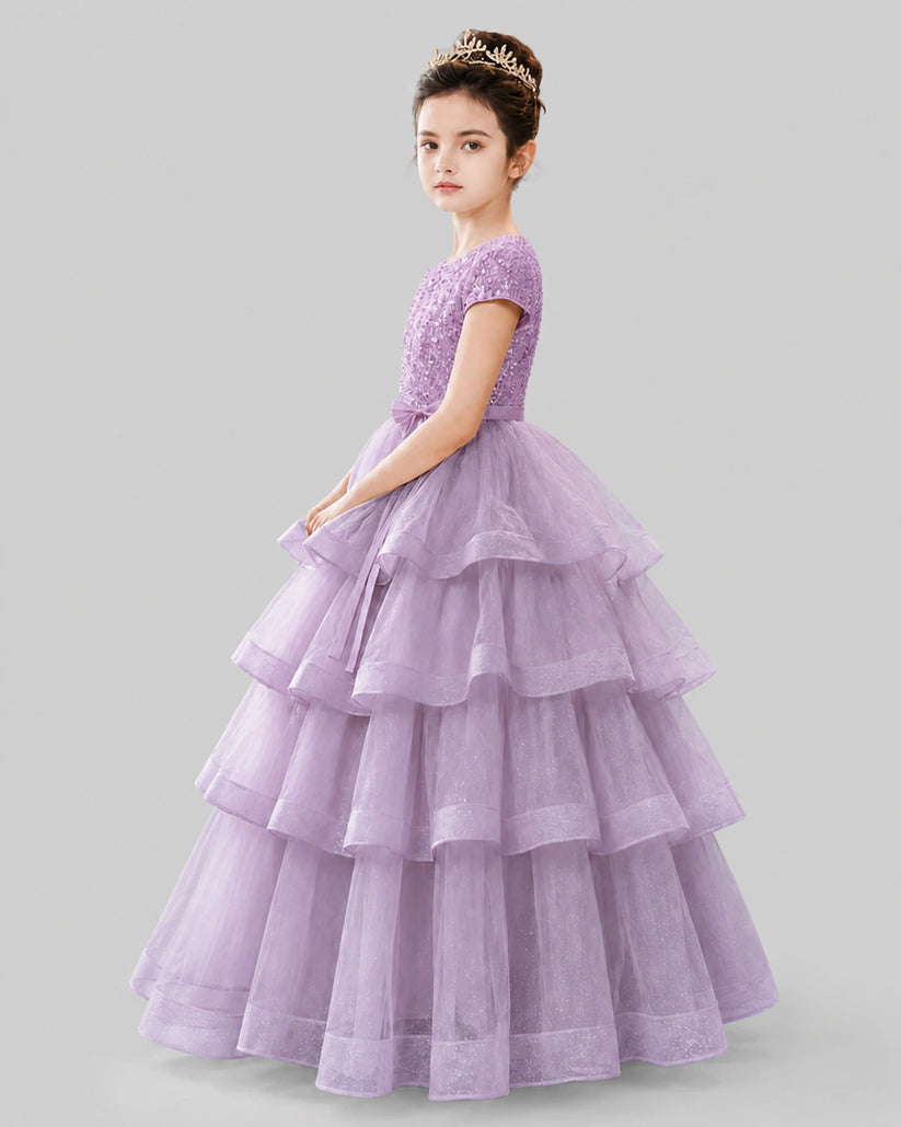 Wisteria Tulle Ball Gown Pageant Dress Side View