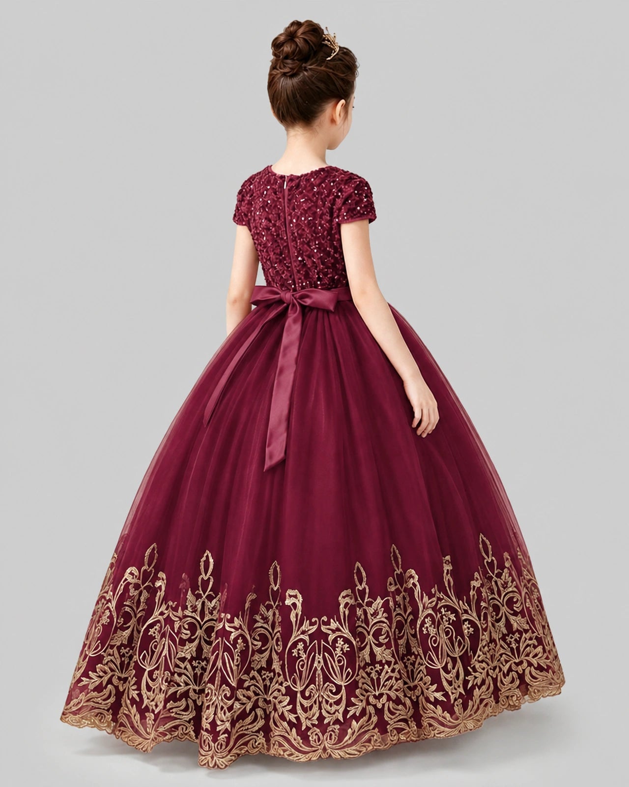 Dideyttawl Pageant Dress with 3D Floral Appliques and Sparkly Sequins Image secondaire du produit