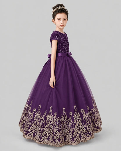 Grape Tulle Ball Gown Pageant Dress Side View