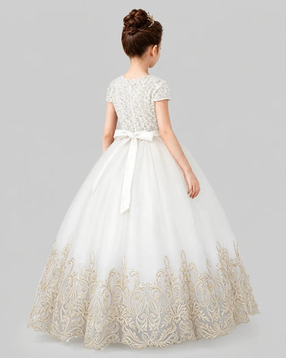 Ivory Tulle Ball Gown Pageant Dress Back View