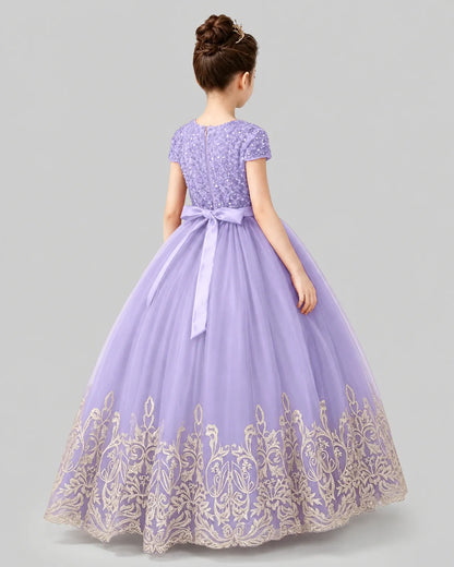 Lilac Tulle Ball Gown Pageant Dress Back View