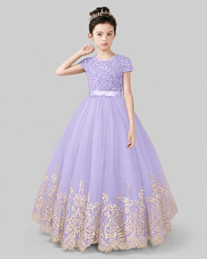 Lilac Tulle Ball Gown Pageant Dress Front View