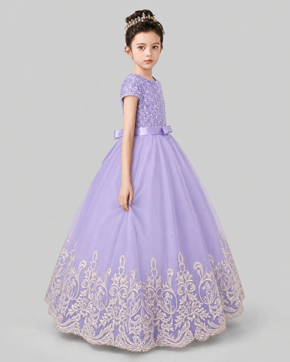 Lilac Tulle Ball Gown Pageant Dress Side View