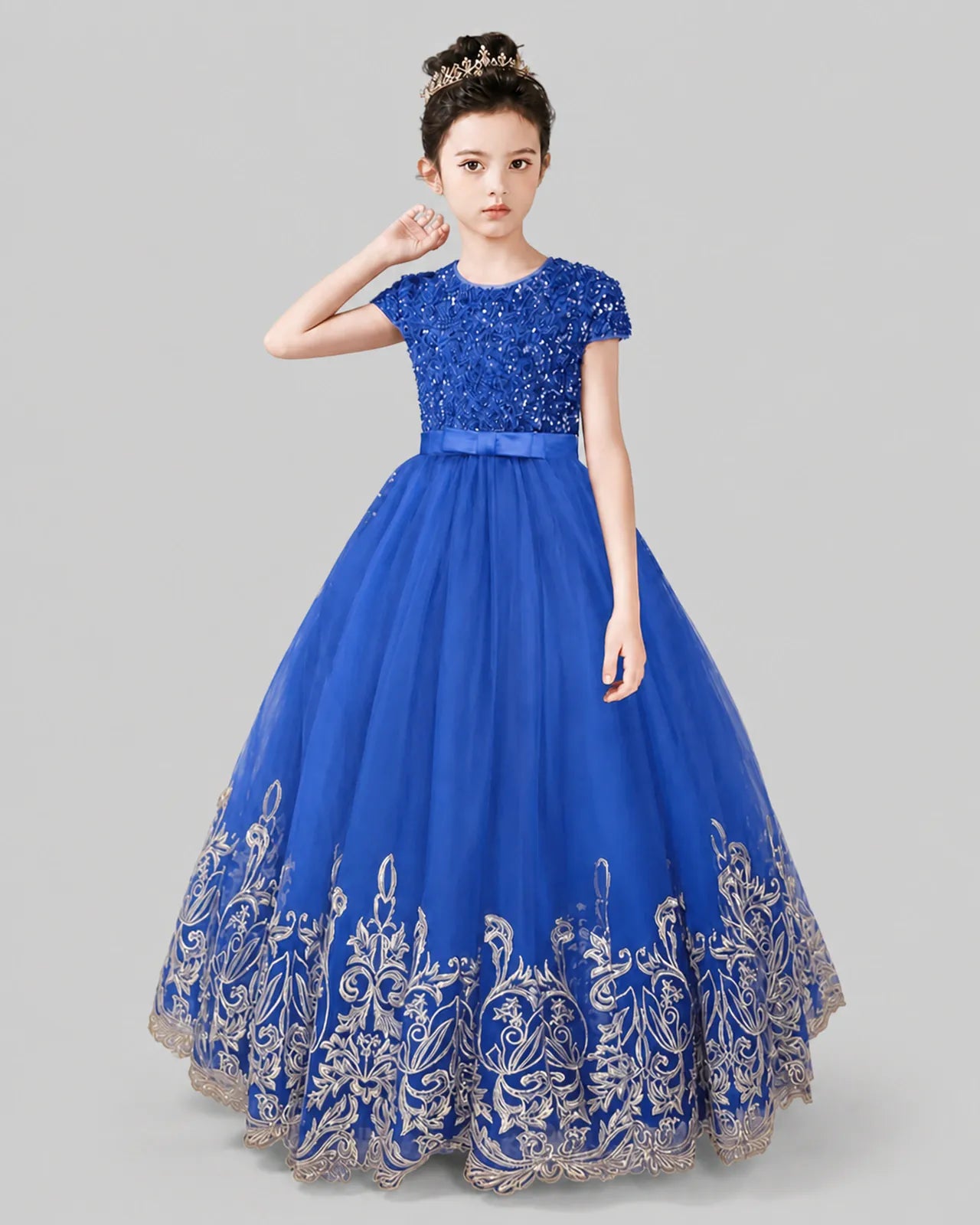 Royal Blue Tulle A-line Pageant Dress Front View