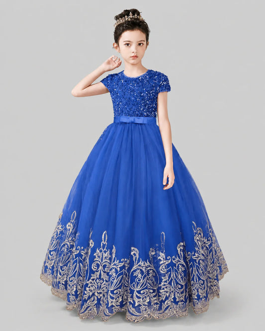 Royal Blue Tulle A-line Pageant Dress Front View