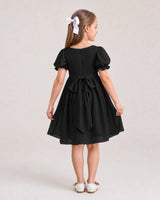 Black Chiffon A-line Flower Girl Dress Back View
