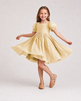 Champagne Satin A-line Flower Girl Dress Front View