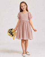 Dusty Rose Chiffon A-line Flower Girl Dress Front View