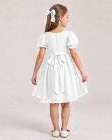 White Chiffon A-line Flower Girl Dress Back View
