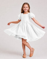 White Chiffon A-line Flower Girl Dress Front View