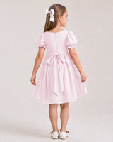 Blush Pink Chiffon A-line Flower Girl Dress Back View