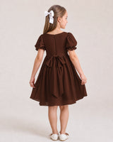Brown Chiffon A-line Flower Girl Dress Back View