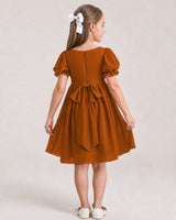 Burnt Orange Chiffon A-line Flower Girl Dress Back View
