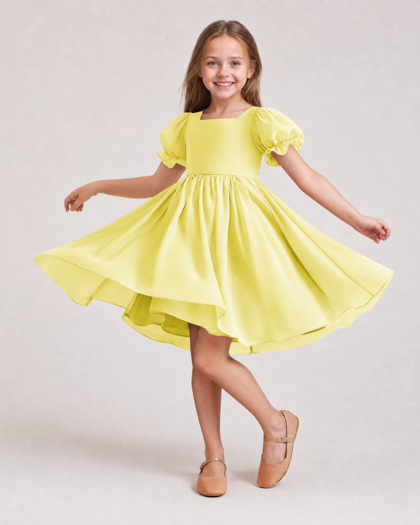 Daffodil Chiffon A-line Flower Girl Dress Front View