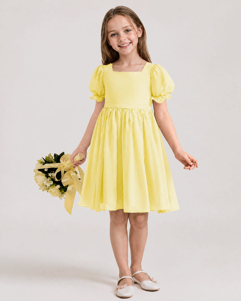 Daffodil Chiffon A-line Flower Girl Dress Front View