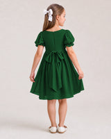 Dark Green Chiffon A-line Flower Girl Dress Back View