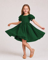 Dark Green Chiffon A-line Flower Girl Dress Front View