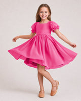 Hot Pink Chiffon A-line Flower Girl Dress Front View
