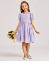 Lavender Chiffon A-line Flower Girl Dress Front View