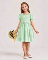 Mint Green Chiffon A-line Flower Girl Dress Front View