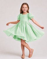 Mint Green Chiffon A-line Flower Girl Dress Front View