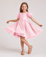 Pink Chiffon A-line Flower Girl Dress Front View