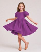 Purple Chiffon A-line Flower Girl Dress Front View