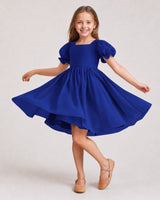 Royal Blue Chiffon A-line Flower Girl Dress Front View
