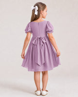 Wisteria Chiffon A-line Flower Girl Dress Back View