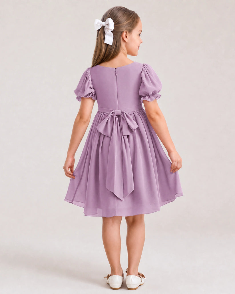Wisteria Chiffon A-line Flower Girl Dress Back View