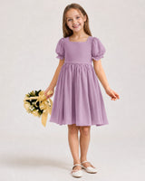 Wisteria Chiffon A-line Flower Girl Dress Front View