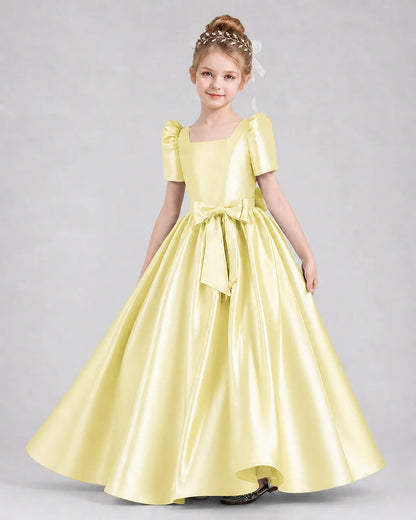 Daffodil Satin A-line Girls Formal Dress Front View